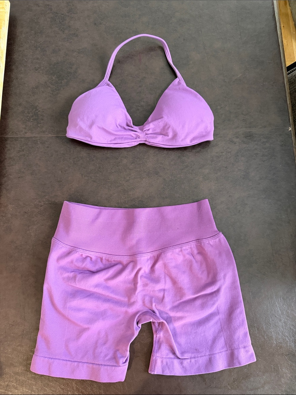 Lavender Lilac Active Bralette & Biker Short Set